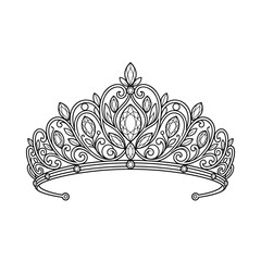 Elegant Royal Tiara Crown Line Art Illustration © Langsung