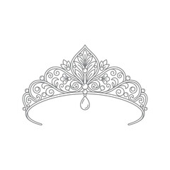 Elegant Royal Tiara Outline Illustration © Langsung
