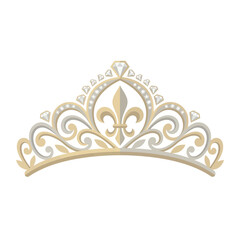 Elegant Royal Tiara with Diamond Accents and Fleur de Lis © Langsung