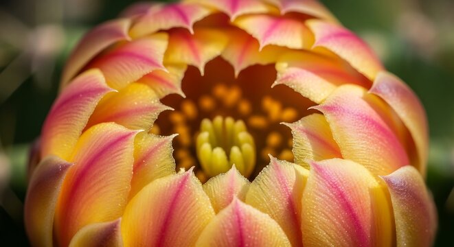 Close up of a multi-colored tulip flower bloom with colorful, botanical