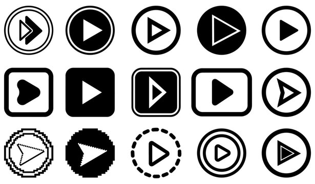 set vector play icon. different play button symbol. play Video or Media sign design vector illustration