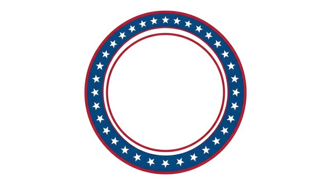 Patriotic circular frame with stars and stripes design on a white background