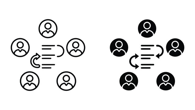 Team feedback or communication process icon set with feedback, communication
