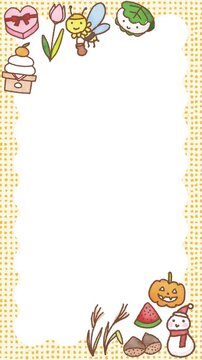 年中行事のイラストフレーム (スマホ用タテ型素材)