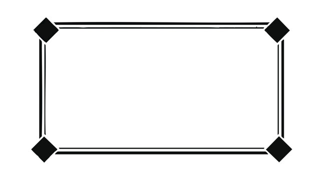 Rectangle border designed with double parallel lines and solid black diamond shapes on corners.