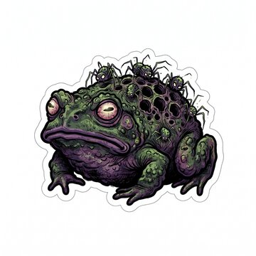Nightmarish Surinam Toad Horror Amphibian Vector Sticker Logo