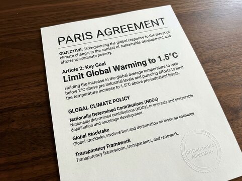 Global climate policy paper outlining the Paris Agreement 1.5 degree goal