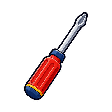 Illustration of red handled screwdriver for repair, maintenance and construction work