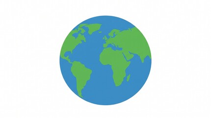 Fototapeta premium Stylized illustration of planet Earth with continents in green and oceans in blue on a white background