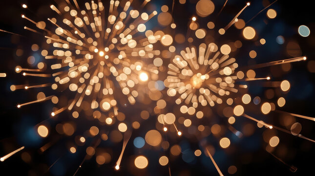 Abstract fireworks background with luminous golden light creating festive atmosphere