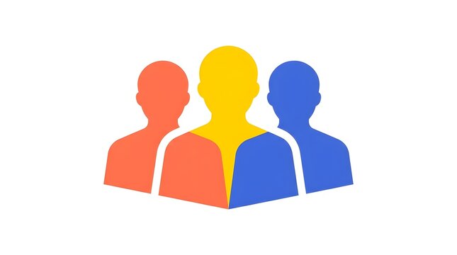 Colorful flat people icon representing teamwork and community on white background