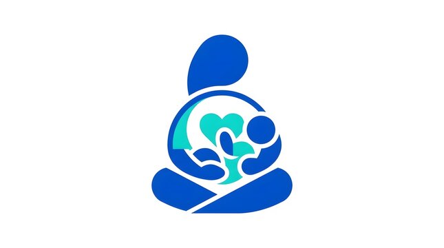 Abstract mother and baby love icon isolated on white background