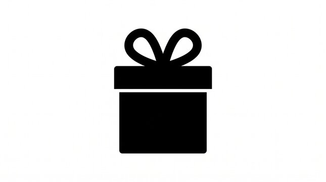 Black gift box icon with ribbon bow silhouette surprise birthday