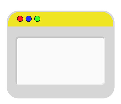 Yellow Web Browser Window Frame Interface Modern UI UX Screen Template Illustration Isolated On Dark Background