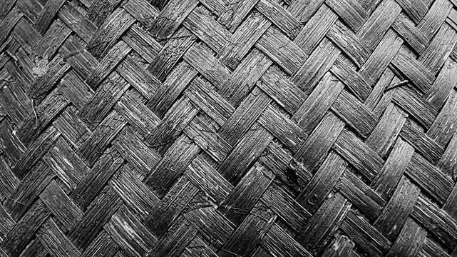 Black Bamboo Weave Motion Texture Dark Woven Background Video Overlay Seamless Loop
