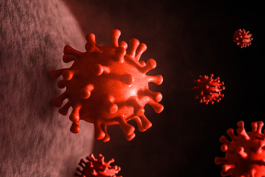 Virus cells spreading in human body
