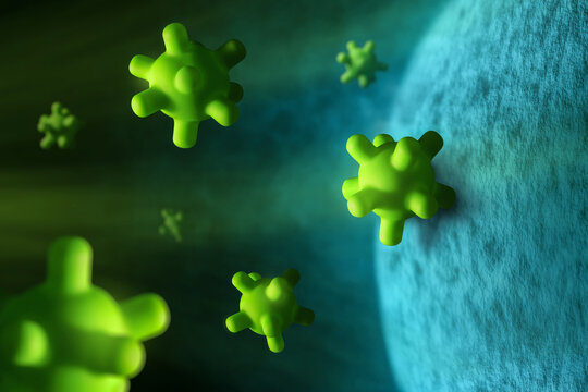 Virus cells spreading in human body