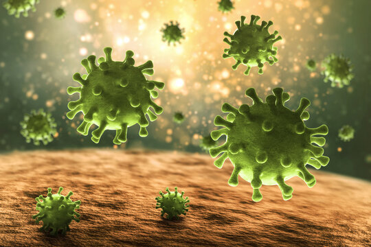 Virus cells spreading in human body