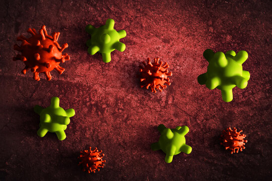 Virus cells spreading in human body