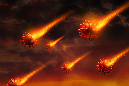 Falling virus meteor outbreak apocalypse and pandemic concept