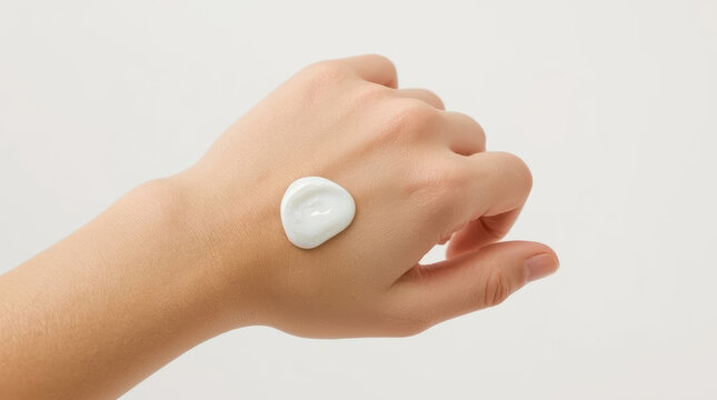 Hand lotion cream on wrist showing smooth skincare application and hydration