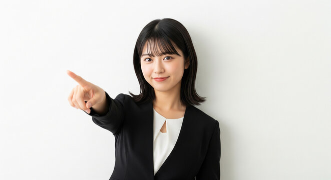 指差しするビジネスウーマン
