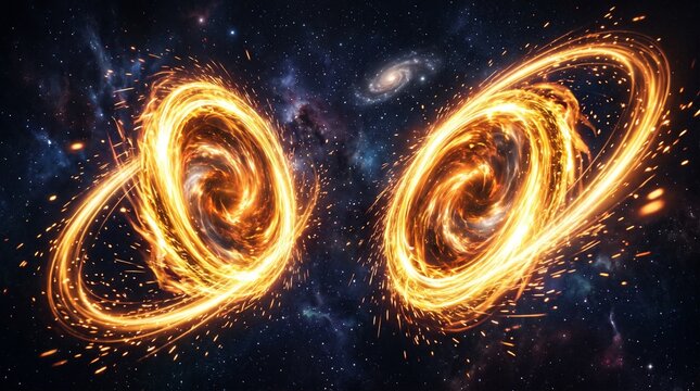 Binary Black Hole System with Glowing Accretion Disks in Deep Space
