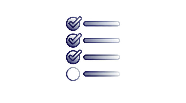 Checklist with checkmarks isolated on transparent background featuring checkbox, progress bar, cutout, png, no background, graphic design, UI element, task list, to do list, completion and selection