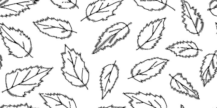 Dry autumn leaves, seamless pattern, isolated on a white background, vector print