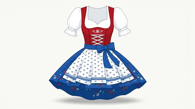 Traditional Bavarian dirndl dress animation showing expanding skirt motion