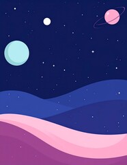 Fototapeta premium Cosmic scene with planets and nebula in deep space.