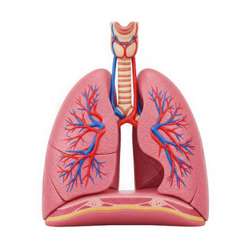 A detailed illustration of human lungs with trachea and bronchi