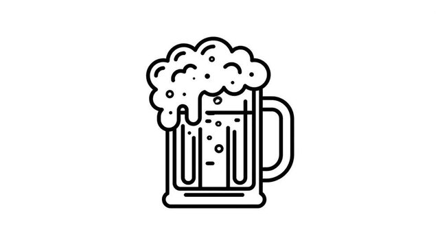 Animated beer mug line art icon animation