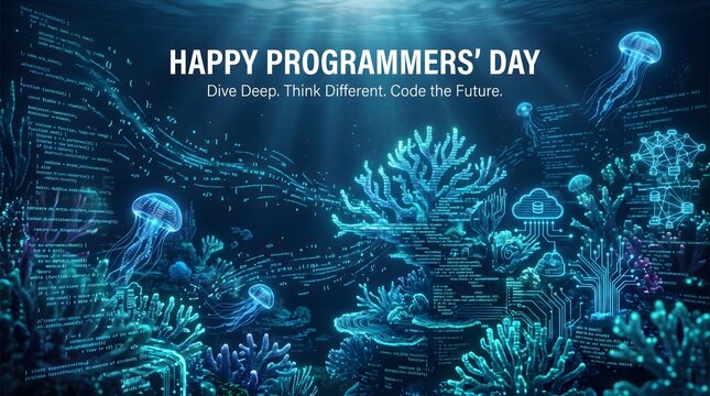 Happy Programmers' Day Poster Celebrating Coding, Programming and Software Development