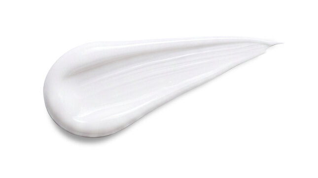 White milky lotion cream texture smear with smooth streaks isolated on transparent background