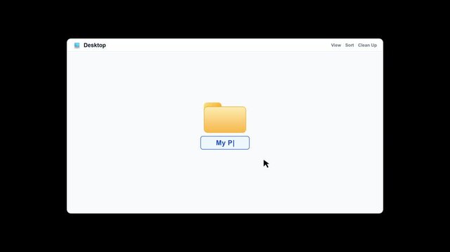Creating and renaming a new folder on computer desktop. 4K Video