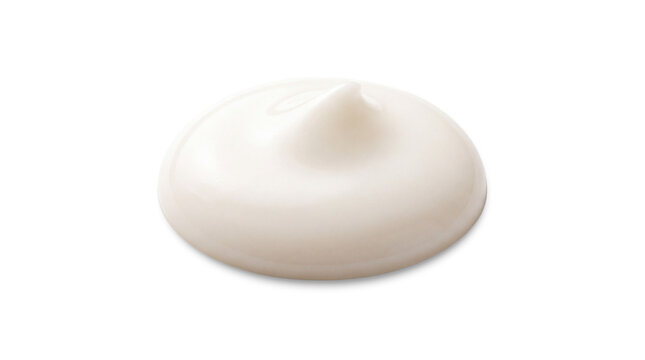 White milky lotion cream dollop with soft rounded texture isolated on transparent background