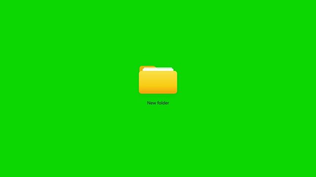 Creating a project folder on green screen background. 4K Video
