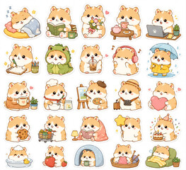 Obraz premium set of funny animals sticker sheet