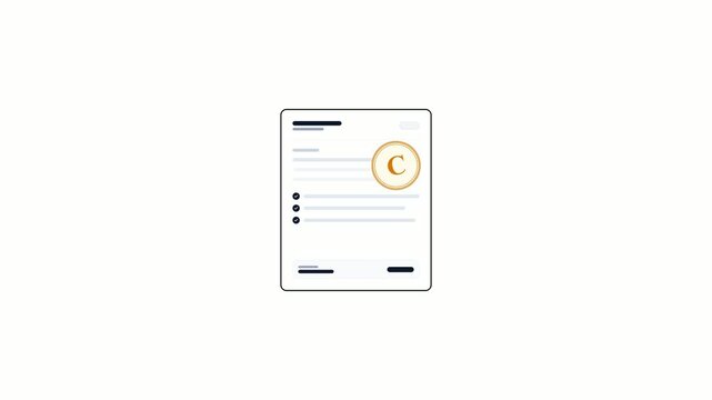 Grade c student test paper result animation on white background. 4K  Video
