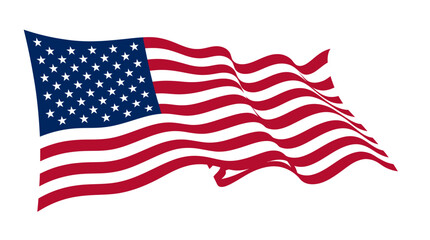 Fototapeta premium Waving flag of the United States of America isolated on white background.