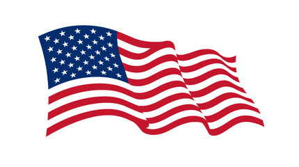 Obraz premium A waving American flag isolated on a clean white background.