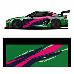 Fototapeta premium Colorful sports car with dynamic racing livery design