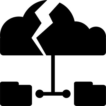 Cloud Computing  Broken Error Connection Topology Isolated Black Icon Vector Line Art