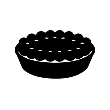 Black round cookie with crimped edge design - Minimalist black vector illustration of a single cookie with decorative crimped edge, suitable for food or baking themes.