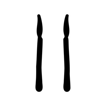 Black kitchen knives icon pair - Minimalist vector pair of black chef knives standing upright, clean and modern design for kitchen or food-related projects.