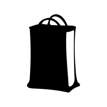 Black shopping tote bag with handles - Minimalist black tote bag icon with two sturdy handles for shopping or carrying items, clean and modern design.