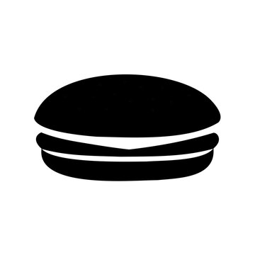 Black and white double-layered donut icon - Minimalist vector icon of a two-layered donut with creamy filling, perfect for food, dessert, or snack-related projects.