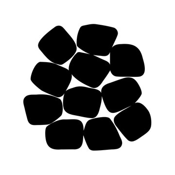 Black geometric puzzle pieces arranged in a circle - Minimalist vector illustration of black irregular puzzle pieces forming a circular shape, ideal for design and educational projects.