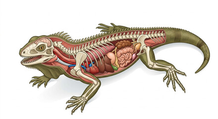 Fototapeta premium 3D Isometric Reptile Anatomy Illustration Vector for Herpetology Veterinary Education